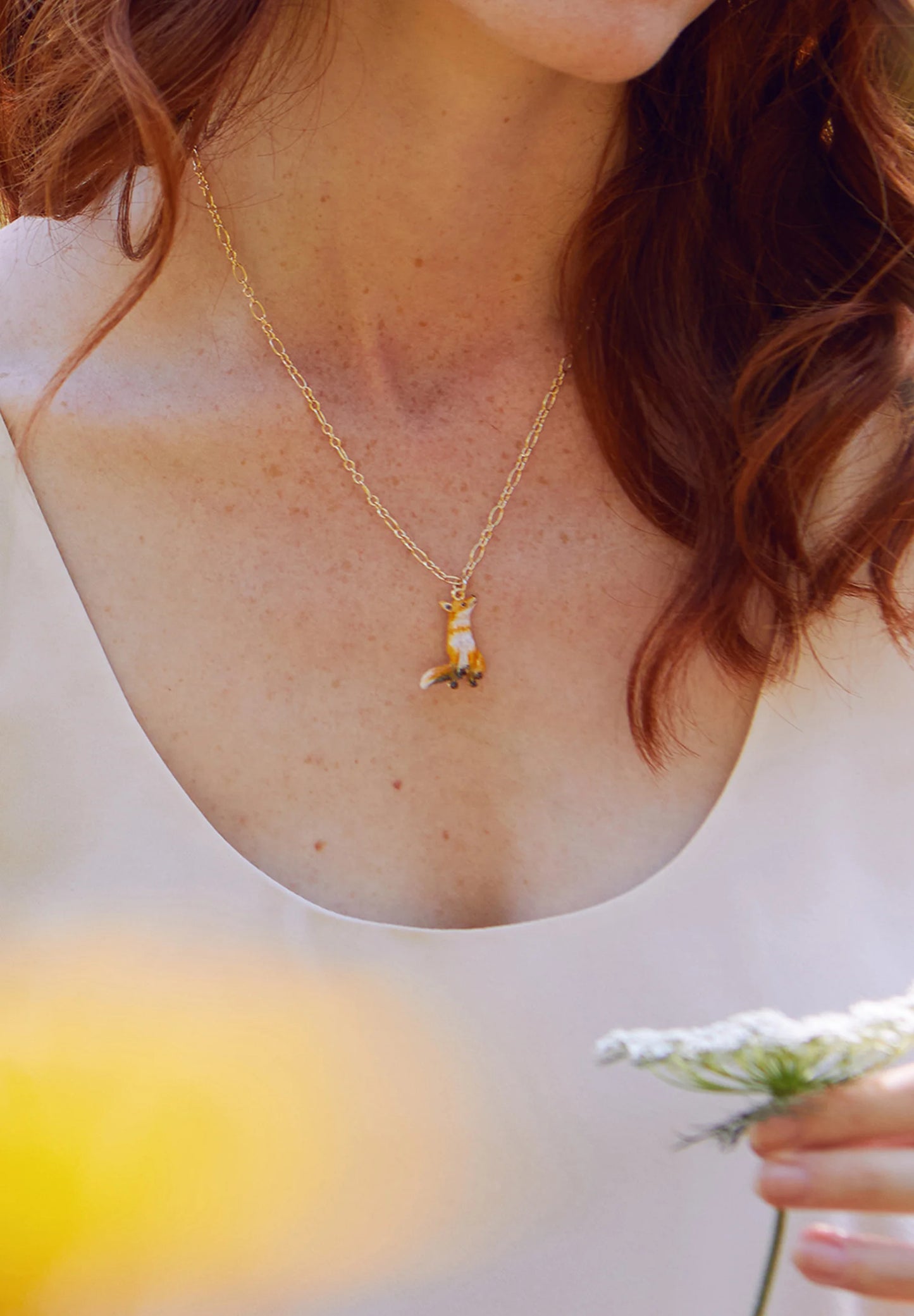 Enamel Fox Short Necklace