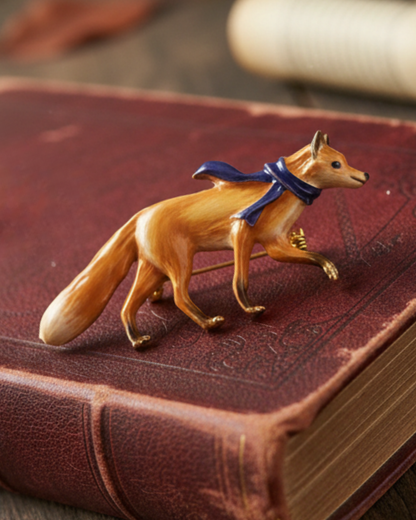 Cozy Fox Enamel Brooch