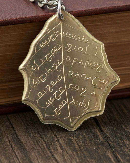 Elvish Brass Leaf Necklace (Leaf of Sapphire)