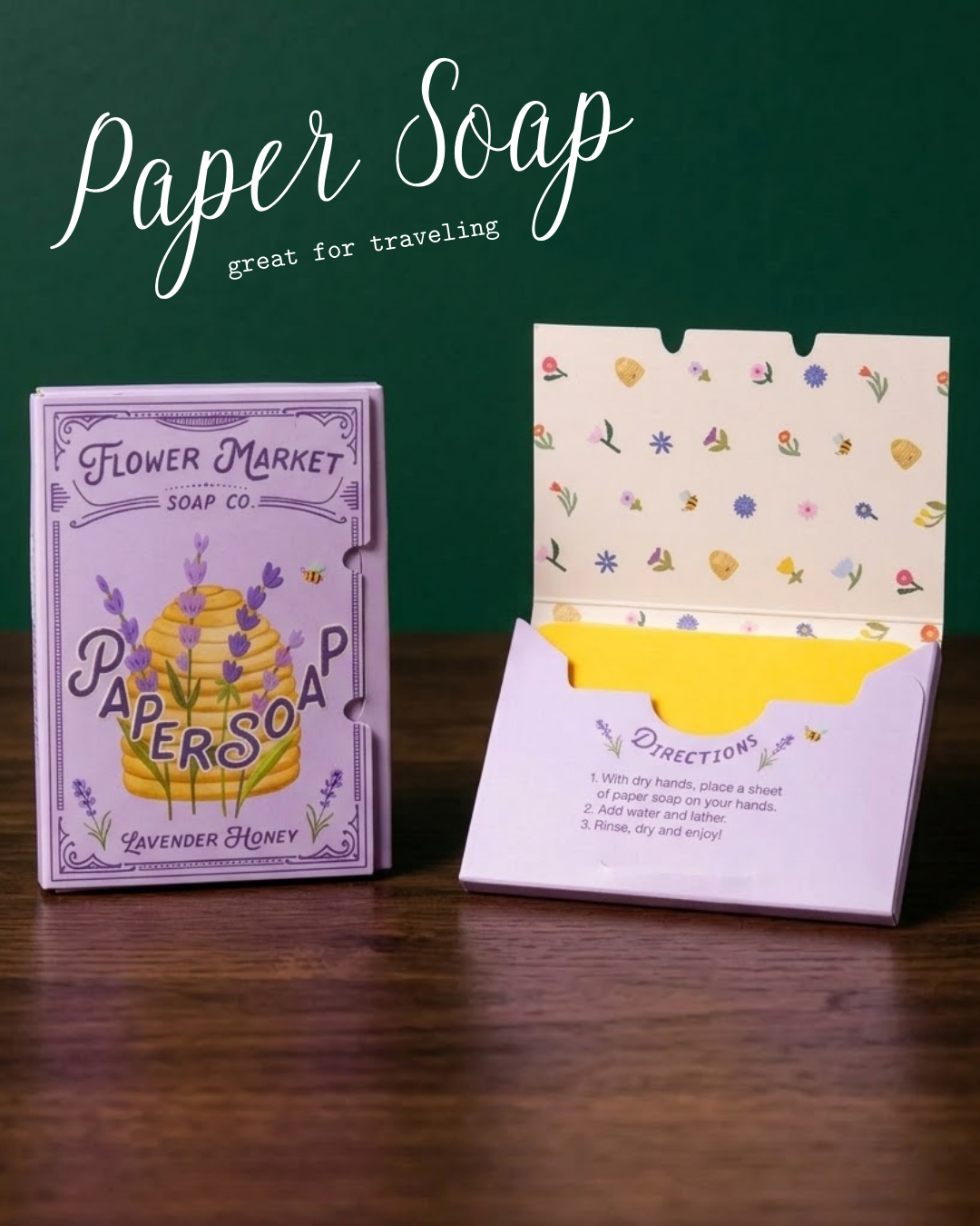 Paper Soap – Lavender Honey Scent (Travel Size with 50 Sheets for Pack)