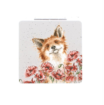 'Poppy Fields' Fox Compact Mirror