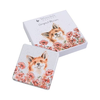 'Poppy Fields' Fox Compact Mirror