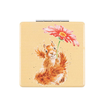 'Flowers Come After Rain' Squirrel Compact Mirror