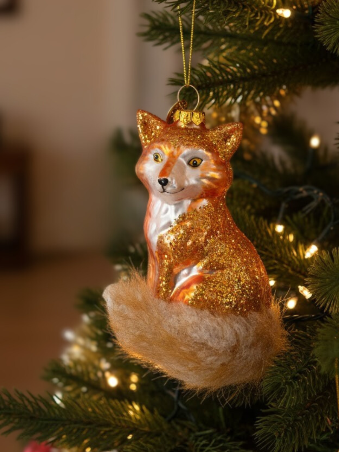 Wild Fox Glass Christmas Ornament