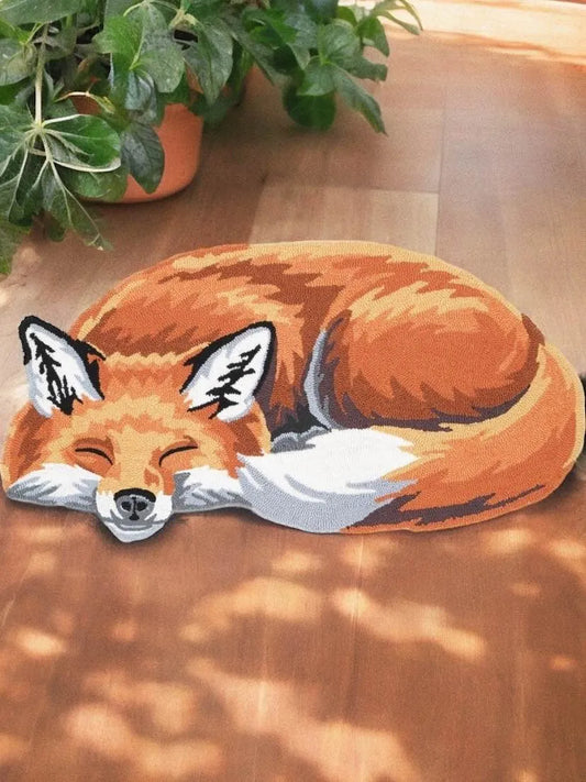 Sleeping Fox Rug (Hand-Hooked Accent Rug)